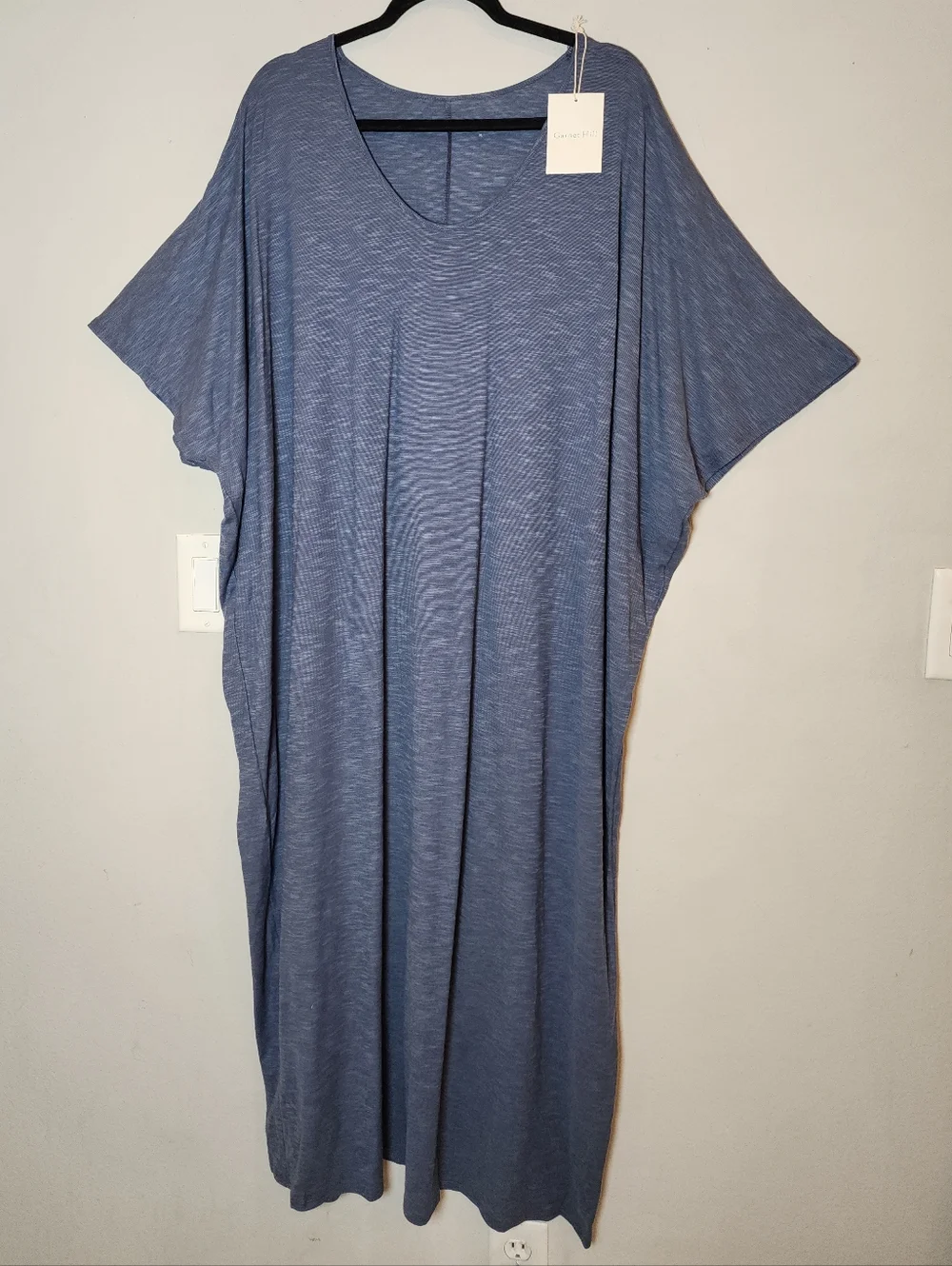 NWT Garnet Hill Blue Oasis Knit Cocoon Gown House Dress Lounge Women's Size XL